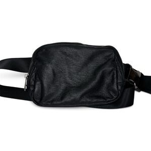 Belt Bag Black Faux Leather Waist Bag Fanny Pack